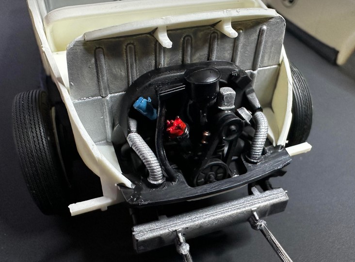 Tamiya 1966 VW Beetle made into Herbie - model kit rear engine